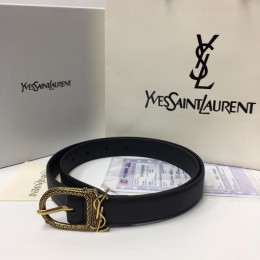 Ремень Yves Saint Laurent кожаный с декором на пряжке